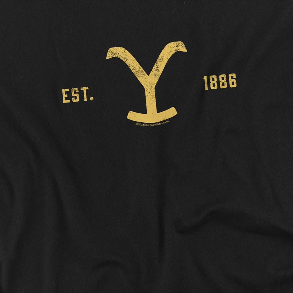 Black - Side - Yellowstone Unisex Adult East 1886 Logo T-Shirt