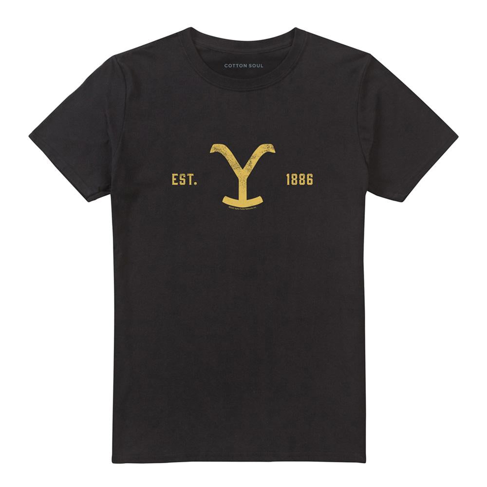 Black - Front - Yellowstone Unisex Adult East 1886 Logo T-Shirt