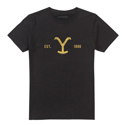 Black - Front - Yellowstone Unisex Adult East 1886 Logo T-Shirt