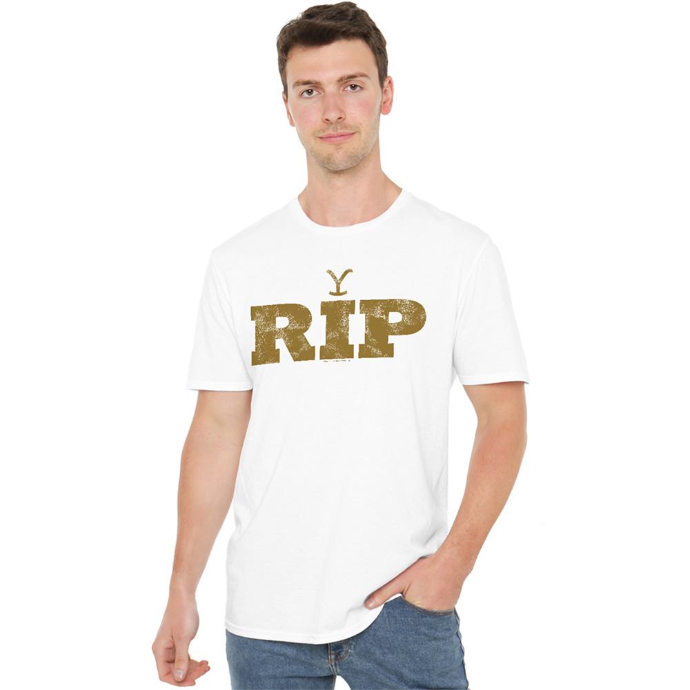 White - Lifestyle - Yellowstone Unisex Adult Rip Wheeler Logo T-Shirt
