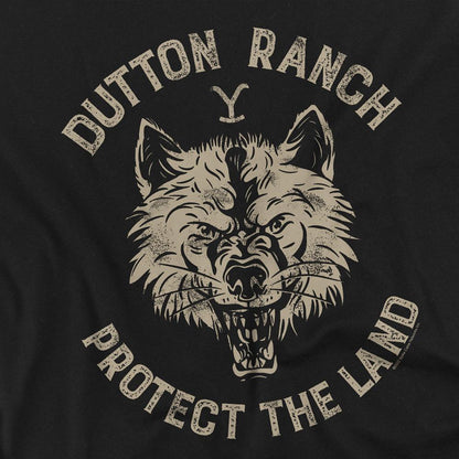 Black - Side - Yellowstone Unisex Adult Dutton Ranch Protect The Land Wolf T-Shirt
