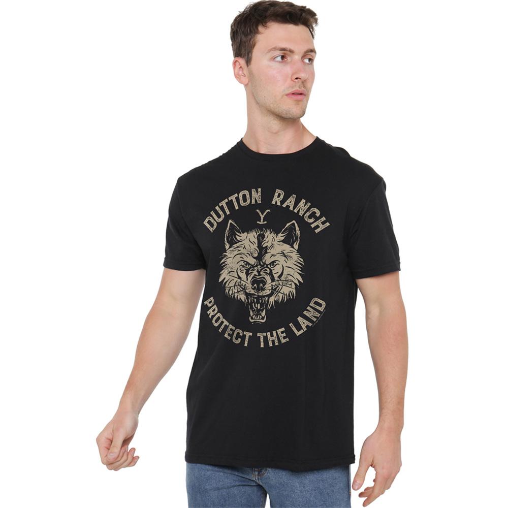 Black - Lifestyle - Yellowstone Unisex Adult Dutton Ranch Protect The Land Wolf T-Shirt