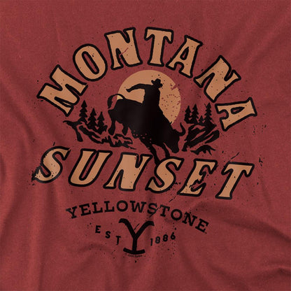 Cardinal - Side - Yellowstone Unisex Adult Montana Sunset T-Shirt