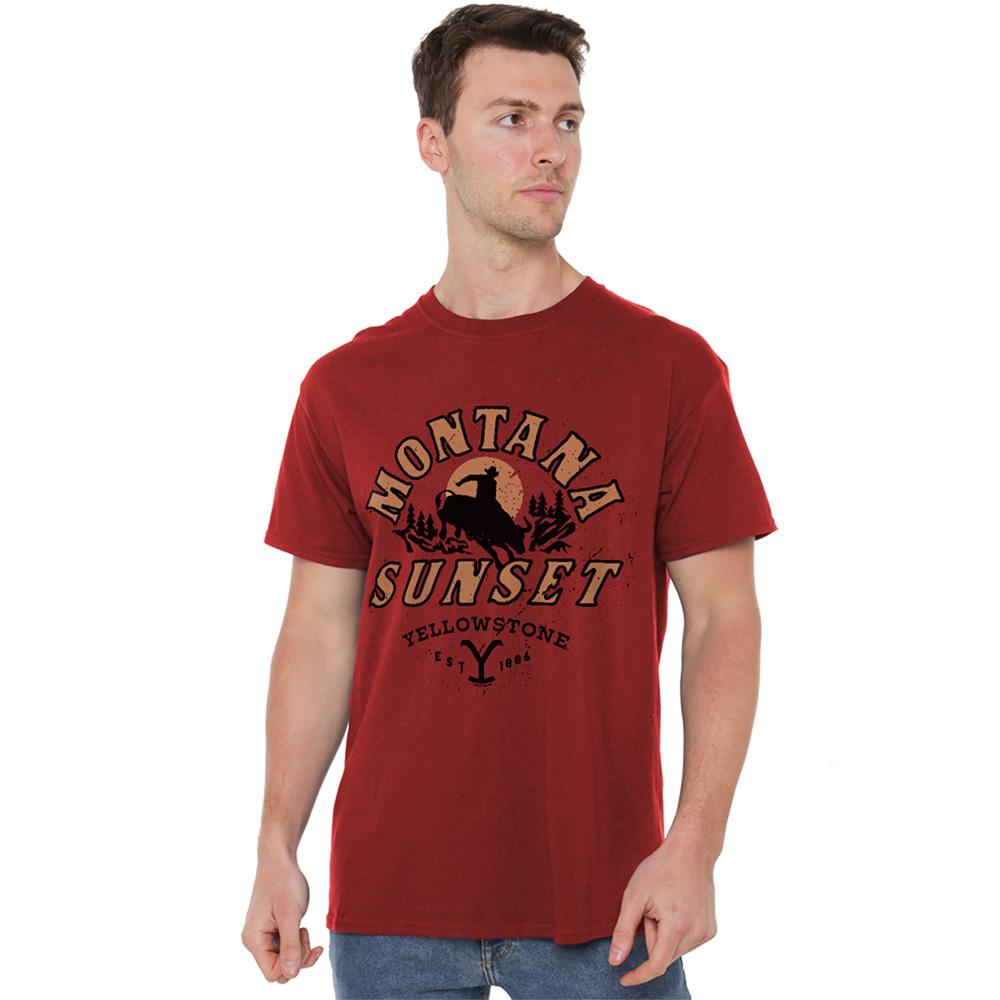Cardinal - Lifestyle - Yellowstone Unisex Adult Montana Sunset T-Shirt