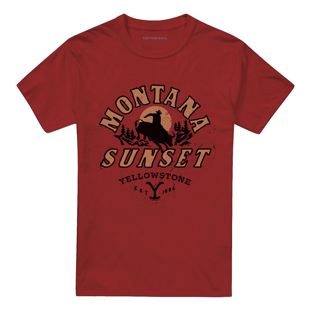 Cardinal - Front - Yellowstone Unisex Adult Montana Sunset T-Shirt