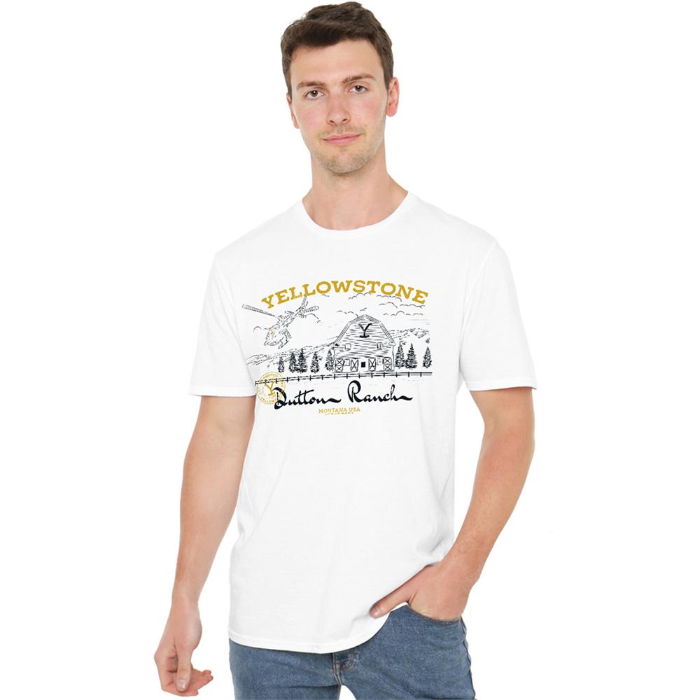 White - Lifestyle - Yellowstone Unisex Adult Dutton Ranch Helicopter T-Shirt
