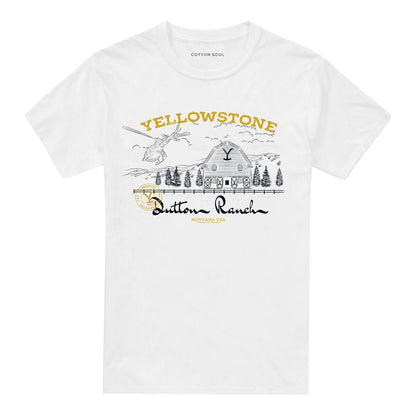 White - Front - Yellowstone Unisex Adult Dutton Ranch Helicopter T-Shirt