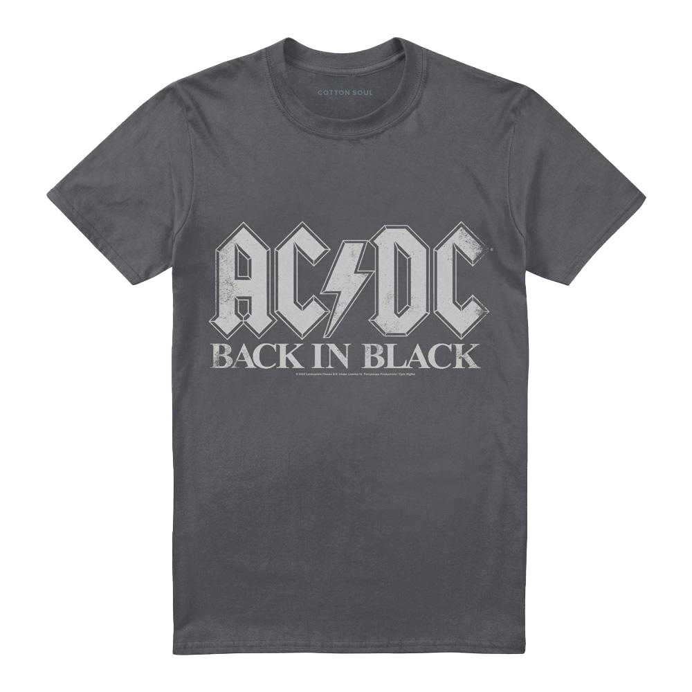 Charcoal - Front - ACDC Unisex Adult Back In Black T-Shirt