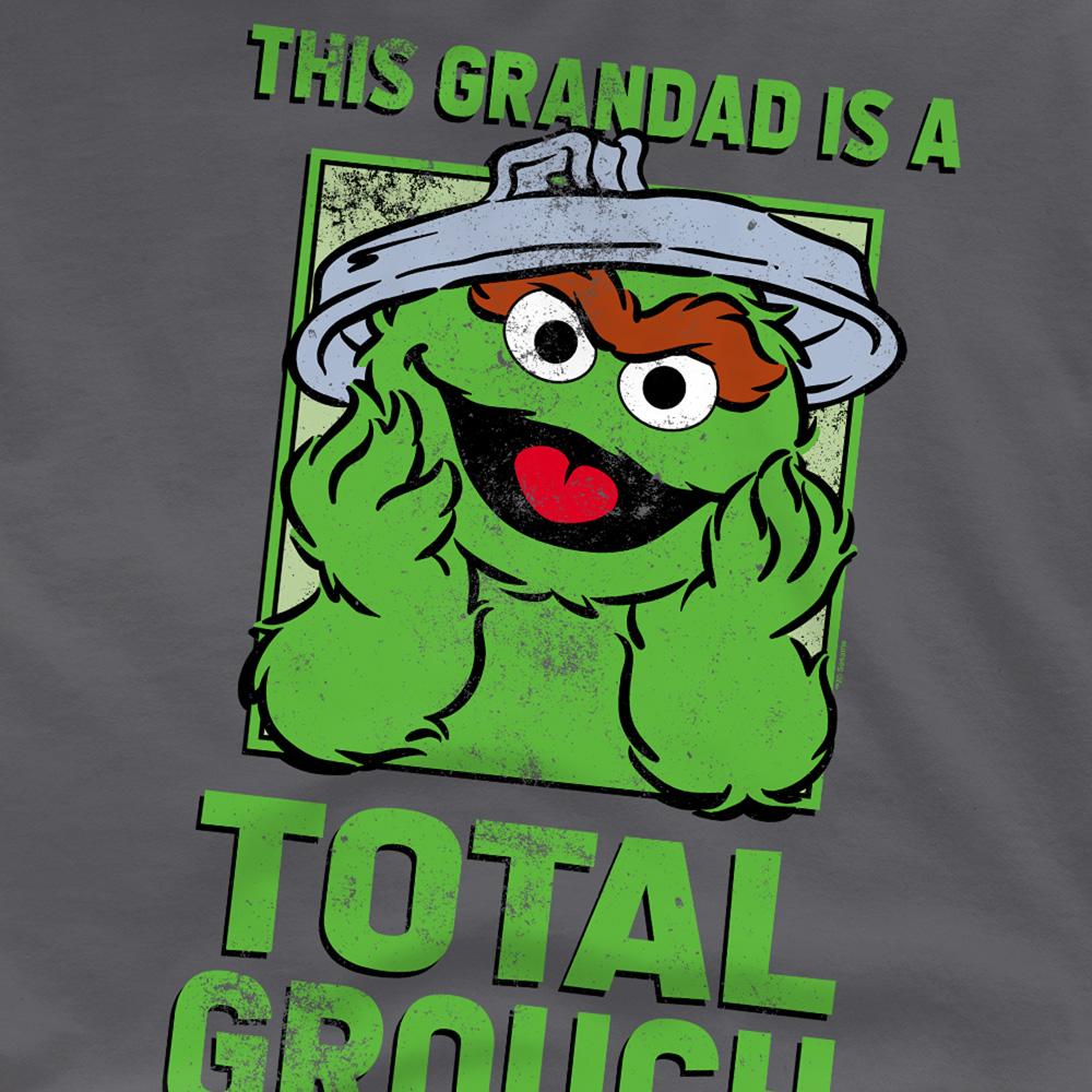 Charcoal - Side - Sesame Street Unisex Adult Grandad Oscar The Grouch Fathers Day T-Shirt
