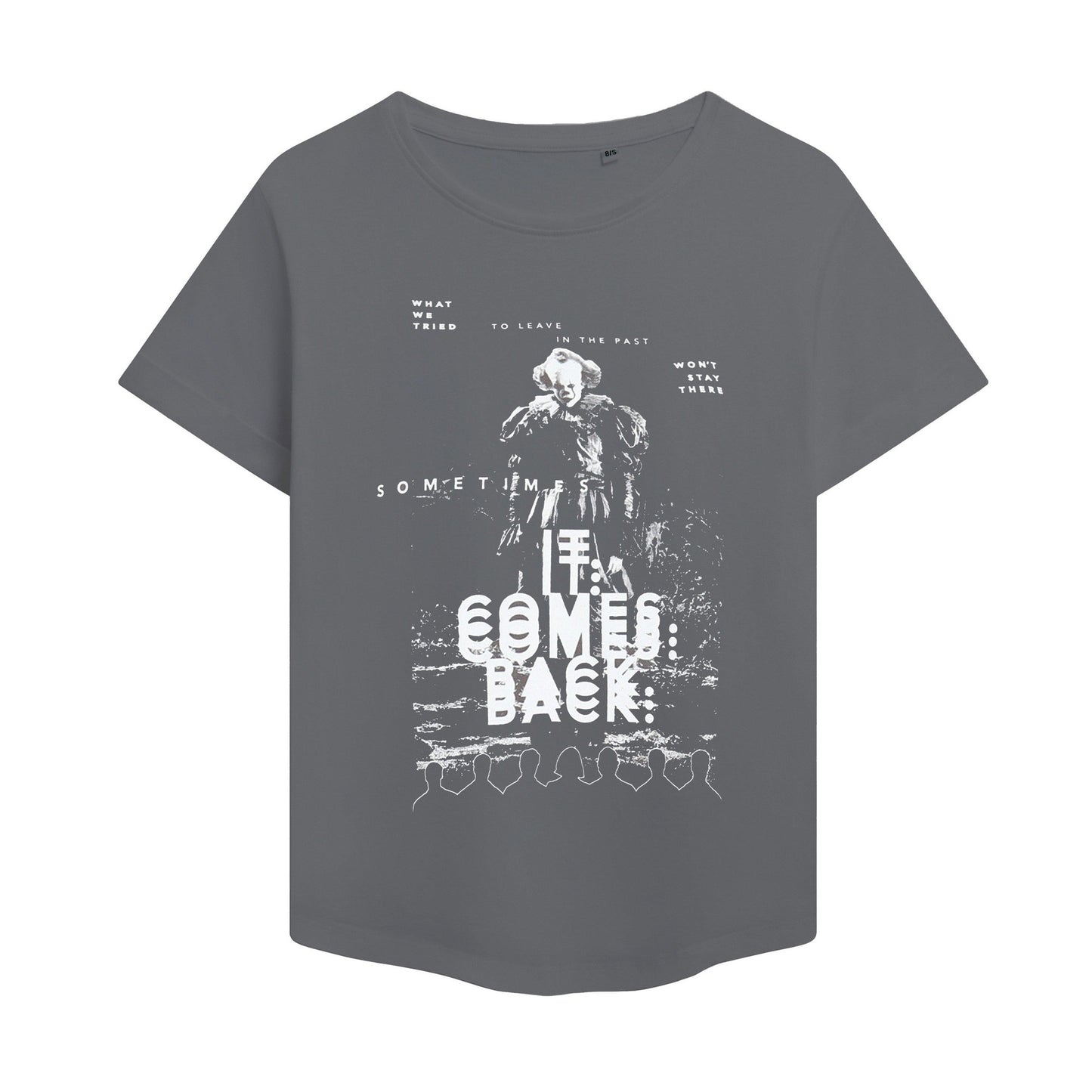 Charcoal - Front - It Womens-Ladies It Comes Back Roll Sleeve T-Shirt
