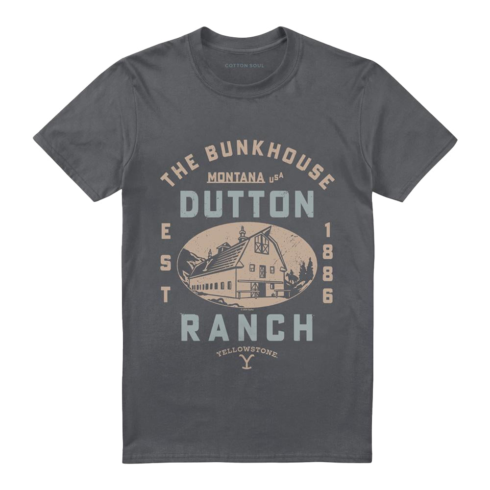 Charcoal - Front - Yellowstone Unisex Adult The Bunkhouse T-Shirt