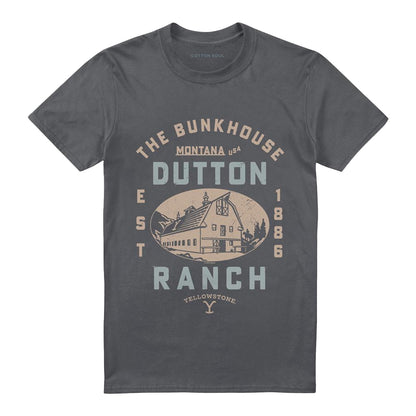 Charcoal - Front - Yellowstone Unisex Adult The Bunkhouse T-Shirt