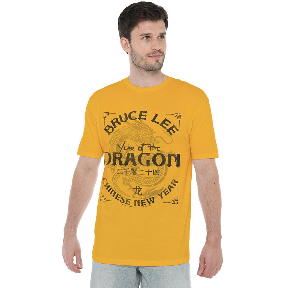 Gold - Lifestyle - Bruce Lee Unisex Adult Year Of The Dragon Text T-Shirt