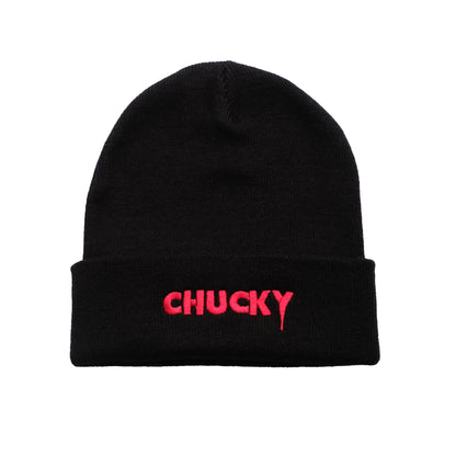 Black - Front - Chucky Mens Logo Drip Beanie