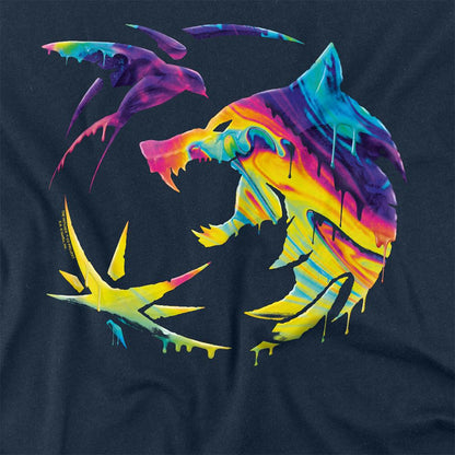 Navy - Side - The Witcher Unisex Adult Painted Crest Long-Sleeved T-Shirt