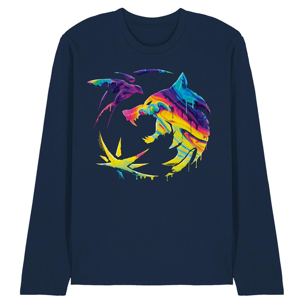 Navy - Front - The Witcher Unisex Adult Painted Crest Long-Sleeved T-Shirt