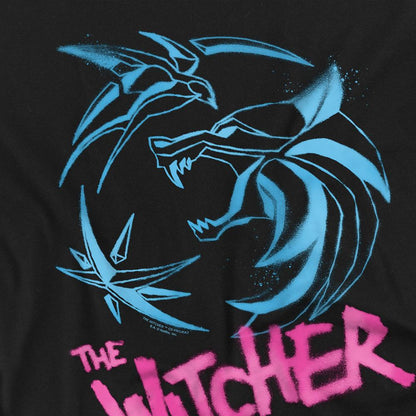 Black - Side - The Witcher Unisex Adult Spray Crest Graffiti T-Shirt