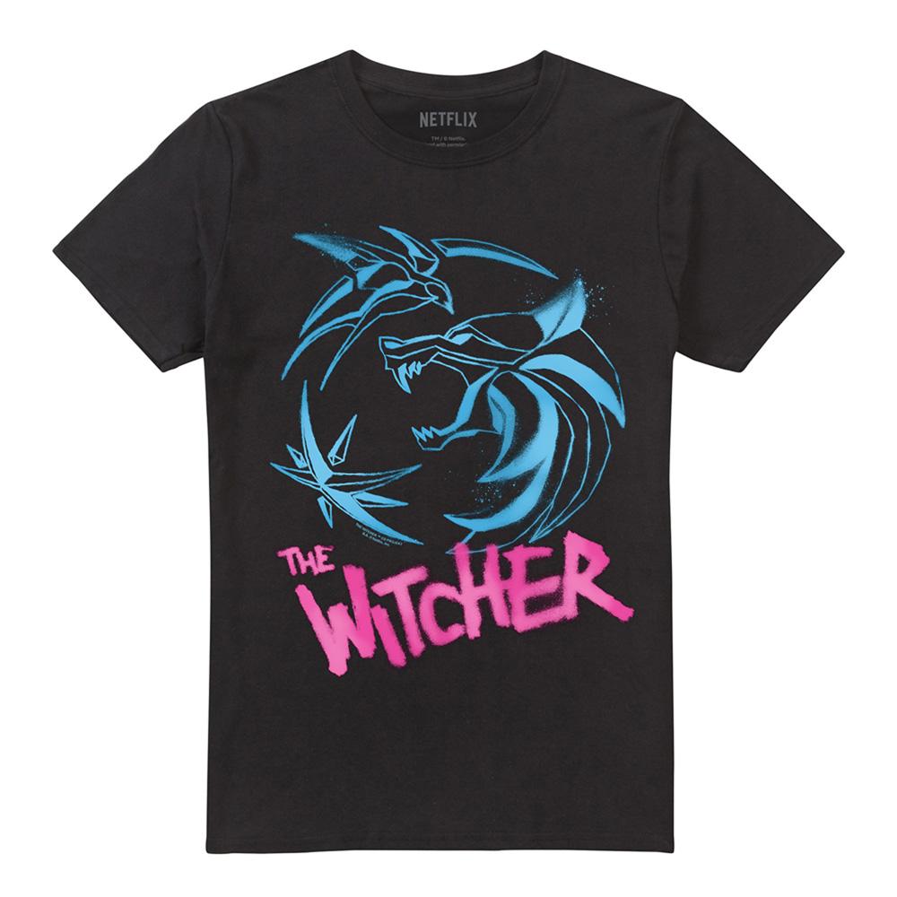 Black - Front - The Witcher Unisex Adult Spray Crest Graffiti T-Shirt
