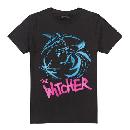Black - Front - The Witcher Unisex Adult Spray Crest Graffiti T-Shirt