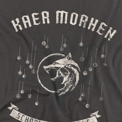 Charcoal - Side - The Witcher Unisex Adult Kaer Morhen Medallion Long-Sleeved T-Shirt
