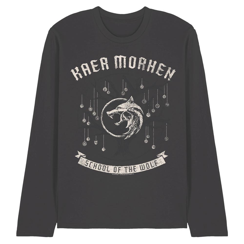 Charcoal - Front - The Witcher Unisex Adult Kaer Morhen Medallion Long-Sleeved T-Shirt