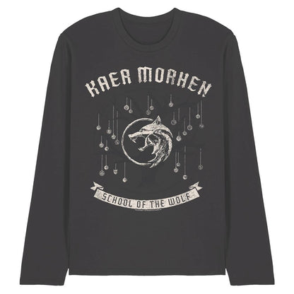 Charcoal - Front - The Witcher Unisex Adult Kaer Morhen Medallion Long-Sleeved T-Shirt