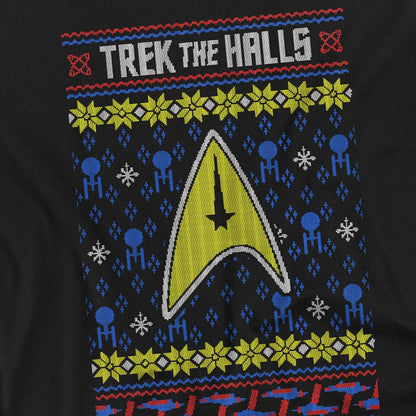 Black - Side - Star Trek: The Original Series Unisex Adult Trek The Halls T-Shirt