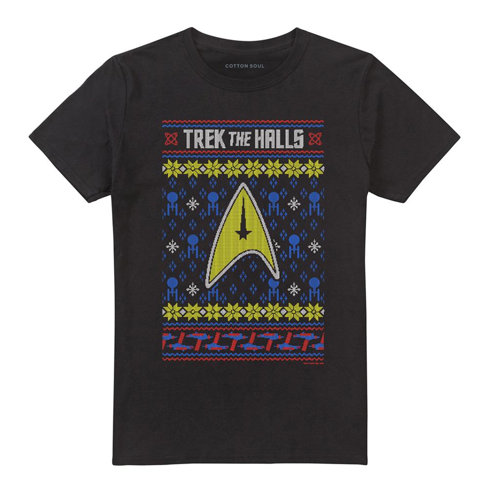 Black - Front - Star Trek: The Original Series Unisex Adult Trek The Halls T-Shirt