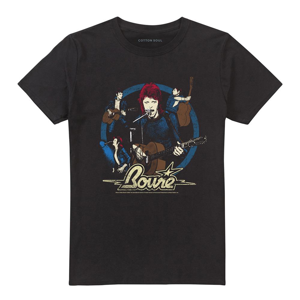 Black - Front - David Bowie Unisex Adult Folk T-Shirt