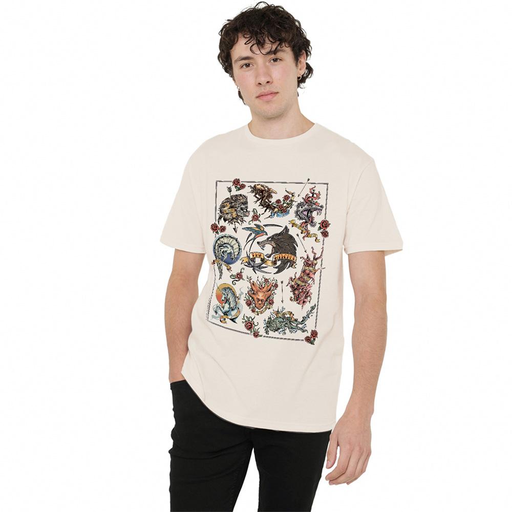 Natural - Lifestyle - The Witcher Unisex Adult Monster Tattoo Flash T-Shirt