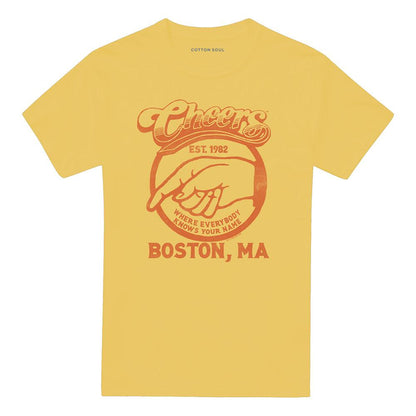 Banana Yellow - Front - Cheers Unisex Adult Cheers Boston T-Shirt