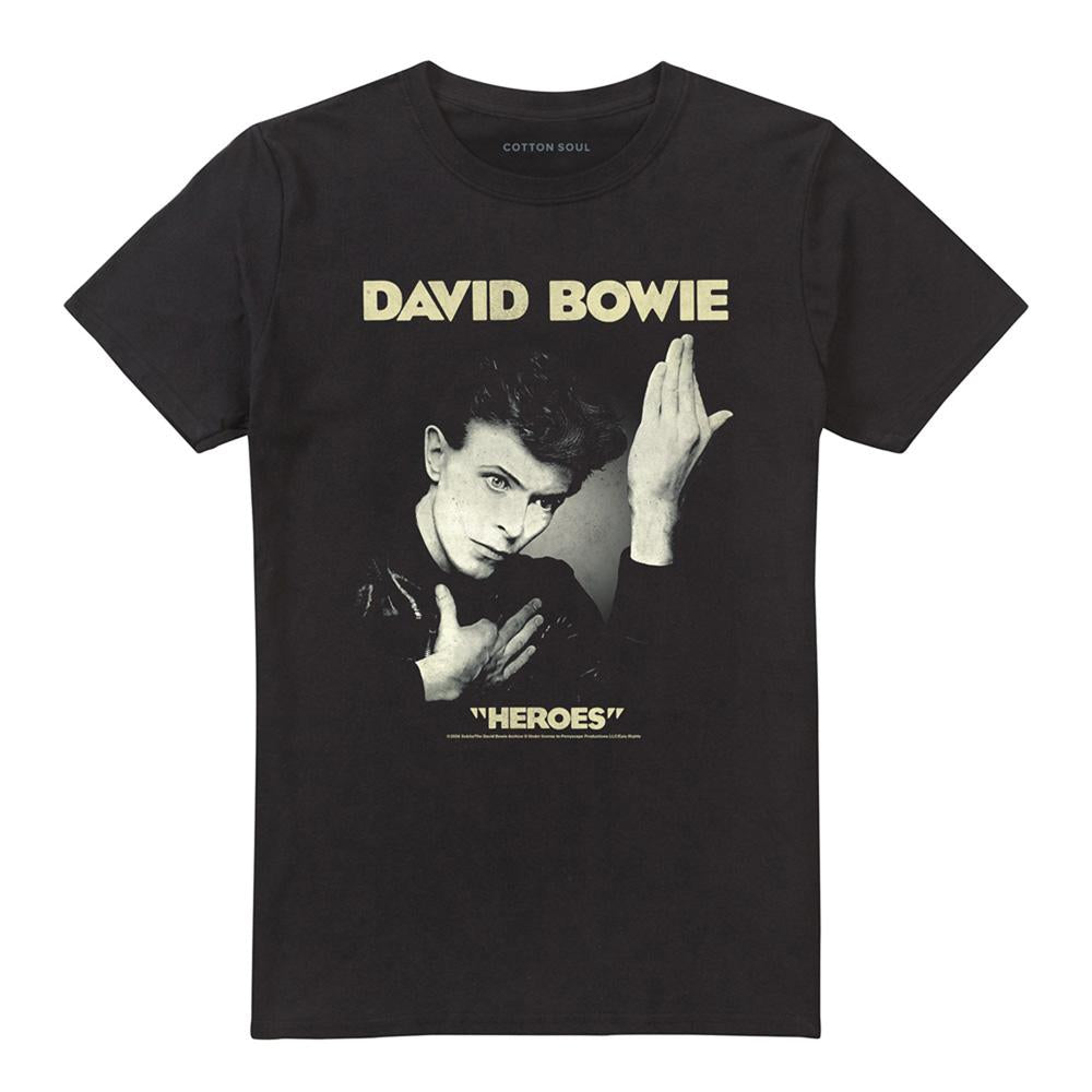 Black - Front - David Bowie Unisex Adult Heroes T-Shirt