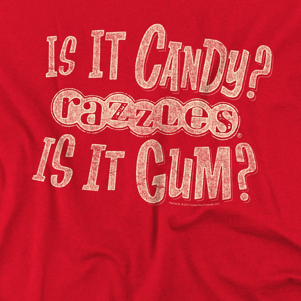 Red - Side - Dubble Bubble Unisex Adult Razzles What Is This T-Shirt