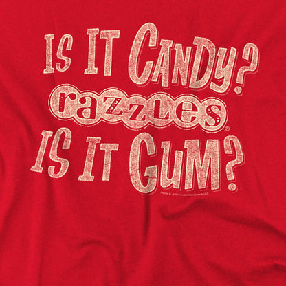 Red - Side - Dubble Bubble Unisex Adult Razzles What Is This T-Shirt