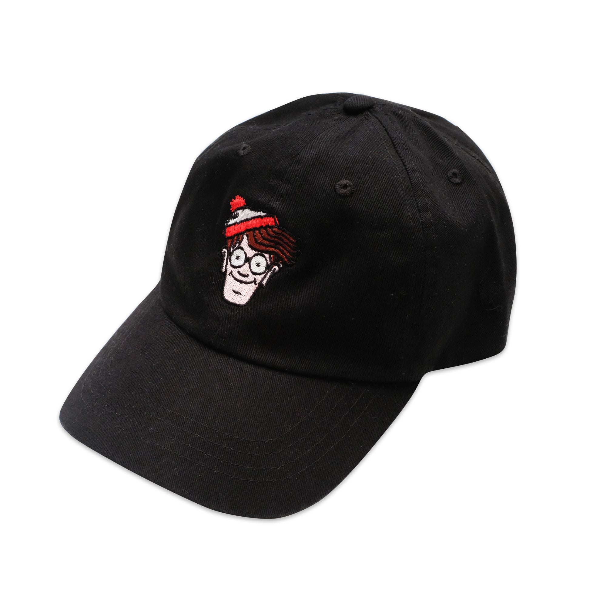 Black - Side - Wheres Wally? Mens Badge Baseball Cap