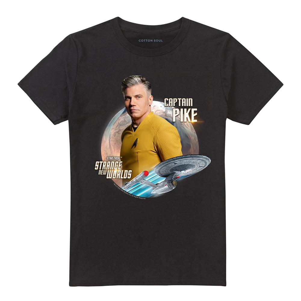 Black - Front - Star Trek: Strange New Worlds Unisex Adult Captain Pike T-Shirt