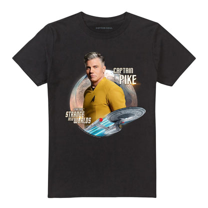 Black - Front - Star Trek: Strange New Worlds Unisex Adult Captain Pike T-Shirt