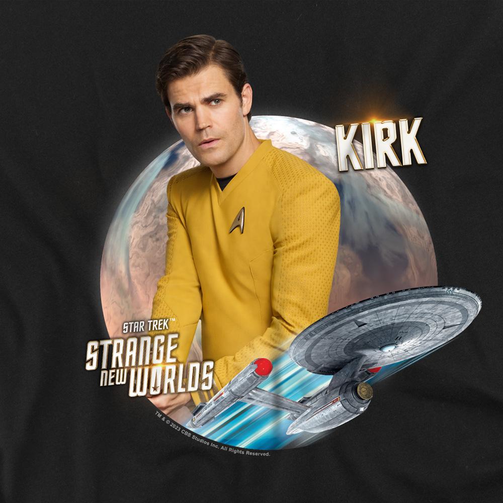 Black - Side - Star Trek: Strange New Worlds Unisex Adult Captain Kirk T-Shirt