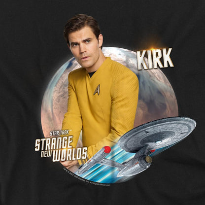 Black - Side - Star Trek: Strange New Worlds Unisex Adult Captain Kirk T-Shirt