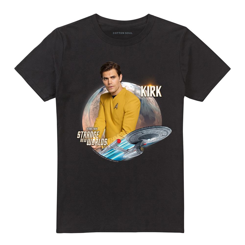 Black - Front - Star Trek: Strange New Worlds Unisex Adult Captain Kirk T-Shirt