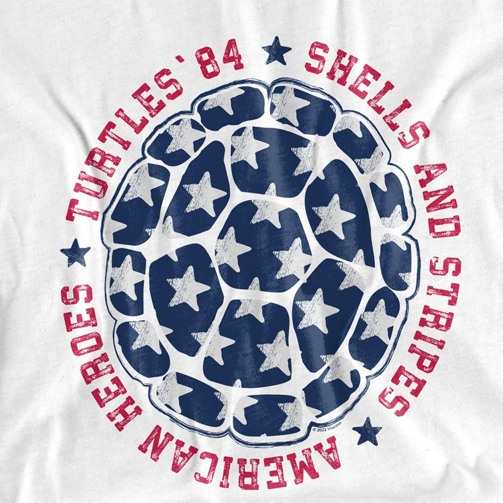 White - Side - Teenage Mutant Ninja Turtles Unisex Adult Shells and Stripes 4th of July T-Shirt