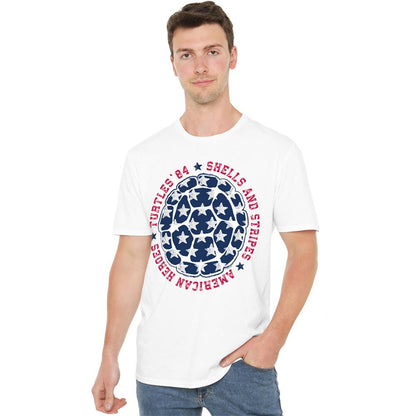 White - Lifestyle - Teenage Mutant Ninja Turtles Unisex Adult Shells and Stripes 4th of July T-Shirt