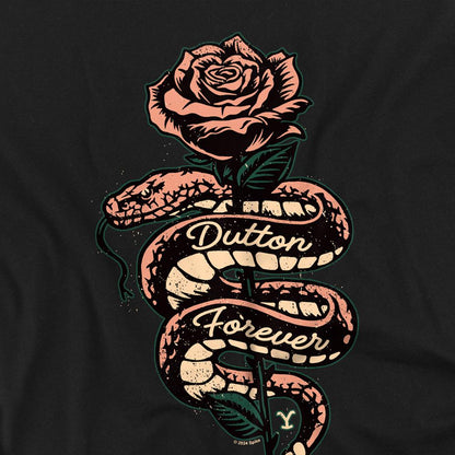 Black - Side - Yellowstone Unisex Adult Beth Dutton Snake Rose T-Shirt