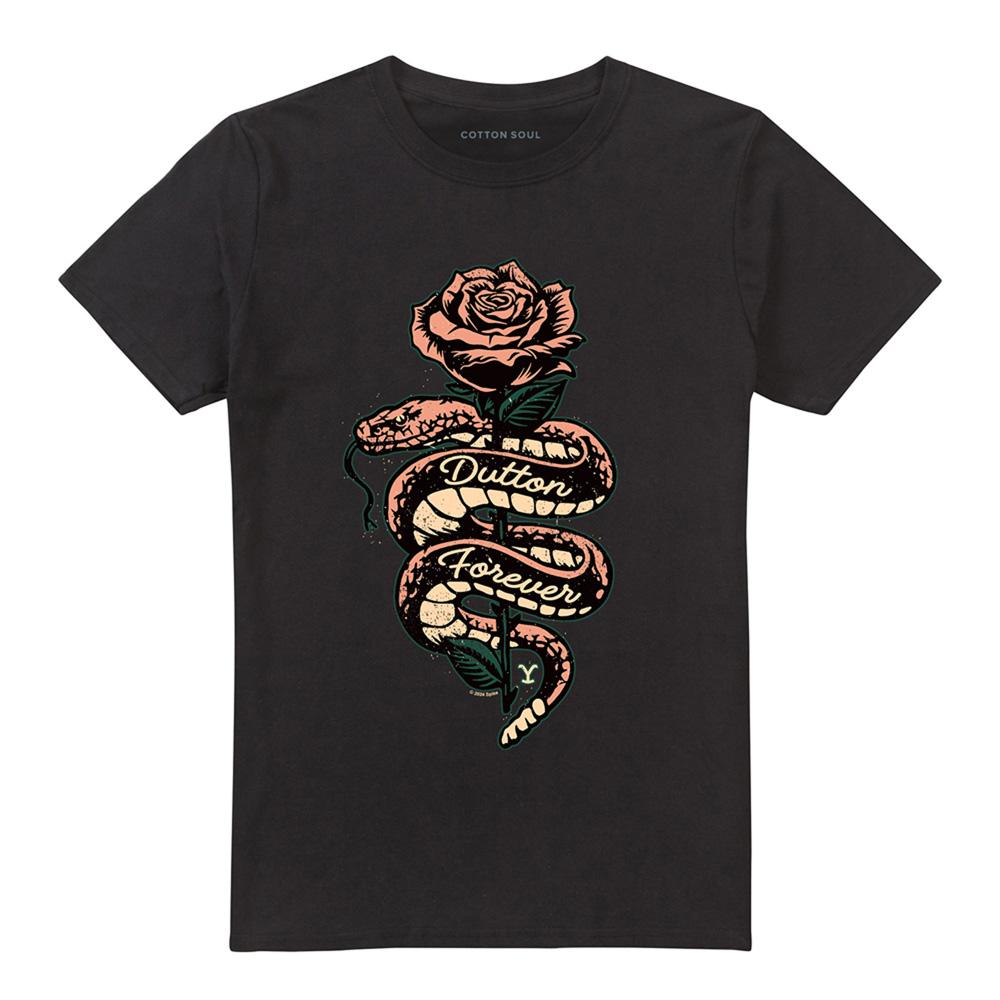 Black - Front - Yellowstone Unisex Adult Beth Dutton Snake Rose T-Shirt