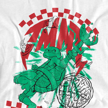 White - Side - Teenage Mutant Ninja Turtles: Mutant Mayhem Unisex Adult Raphael Pizza T-Shirt