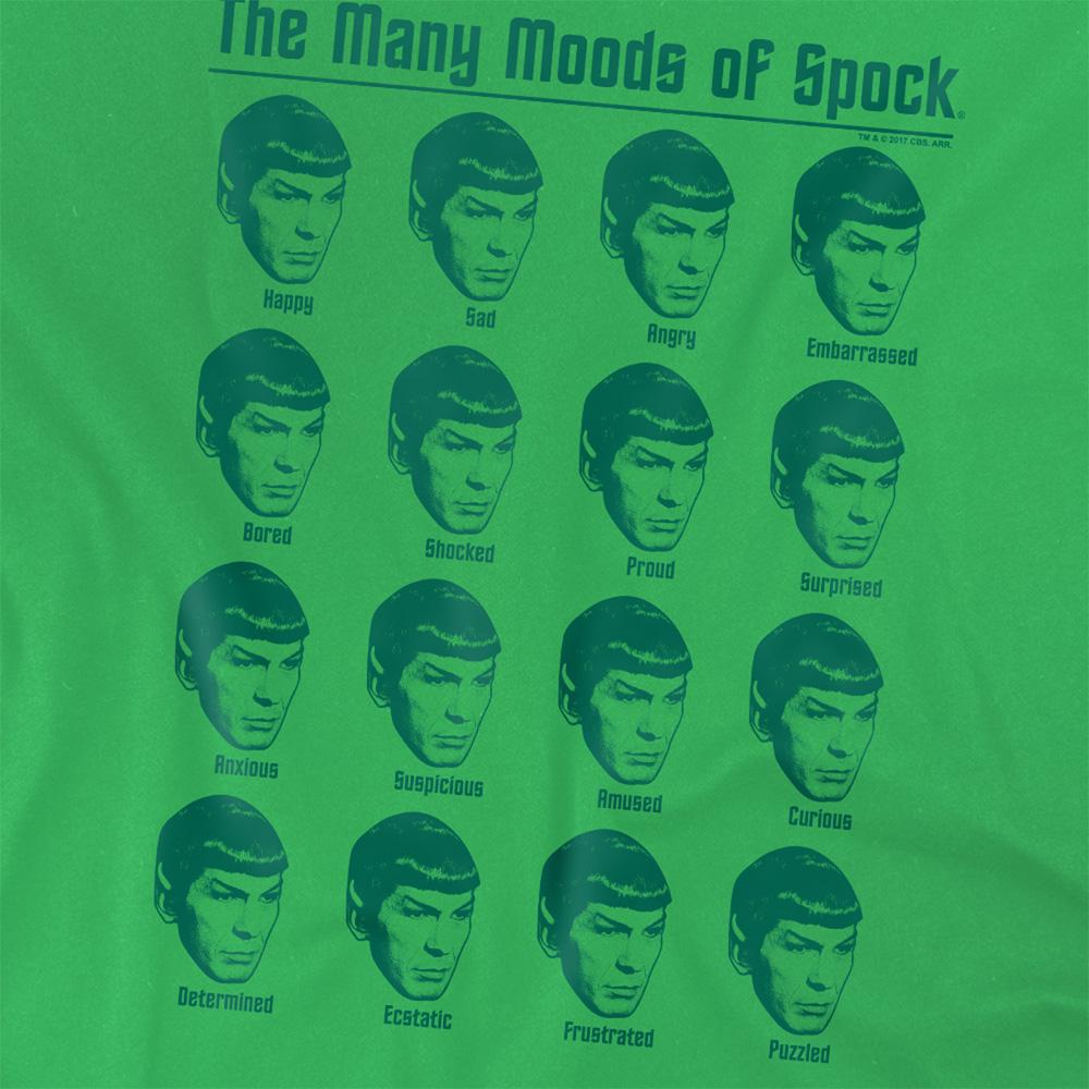 Kelly Green - Side - Star Trek Unisex Adult Many Moods of Spock T-Shirt