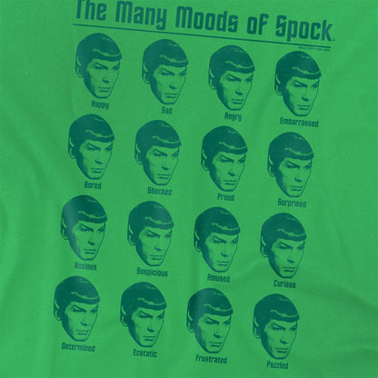 Kelly Green - Side - Star Trek Unisex Adult Many Moods of Spock T-Shirt