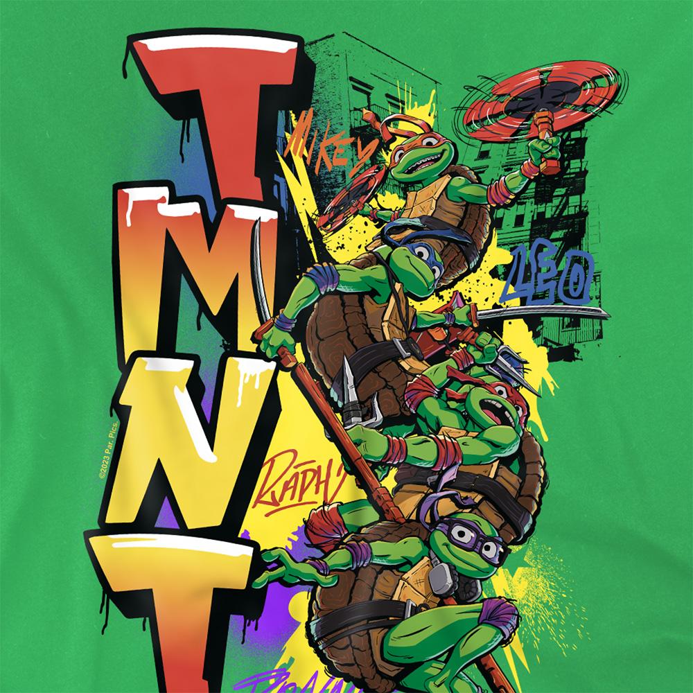 Kelly Green - Side - Teenage Mutant Ninja Turtles: Mutant Mayhem Unisex Adult NYC Graffiti T-Shirt