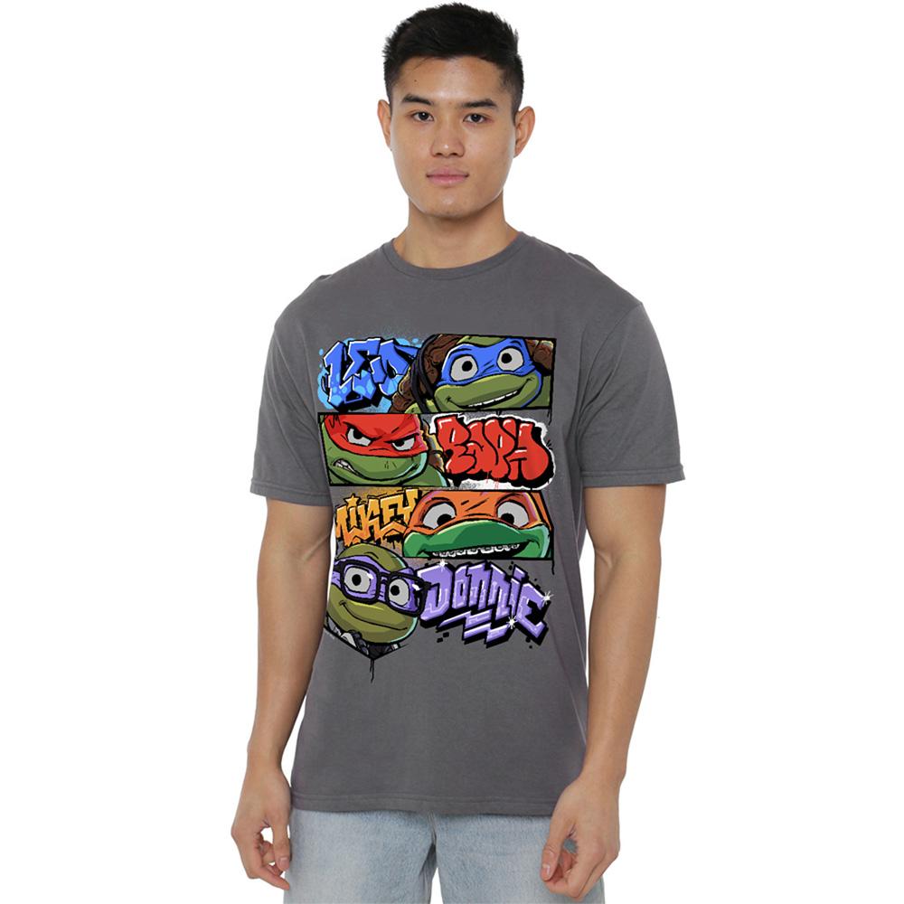 Charcoal - Lifestyle - Teenage Mutant Ninja Turtles: Mutant Mayhem Unisex Adult Names Graffiti T-Shirt