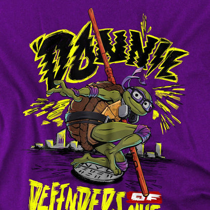 Purple - Side - Teenage Mutant Ninja Turtles: Mutant Mayhem Unisex Adult Donnie City T-Shirt